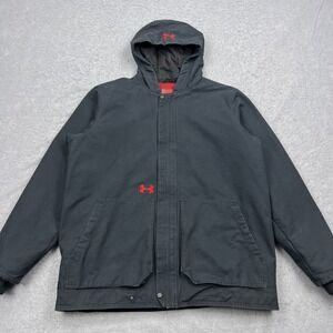 Under Armour Burley Jacket Men's XL Black Canvas Hooded Full Zip Barn Chore Coat